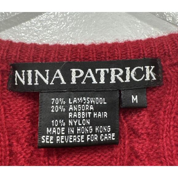 Vintage Nina Patrick Lambswool Angora Blend Sweater Vest Women’s Size Medium Red - Picture 6 of 7